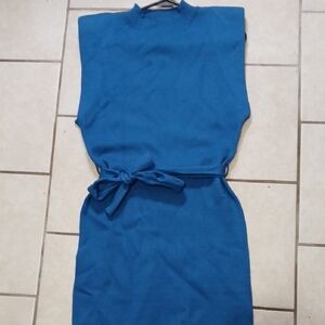 LE LIS Womens Size M Cobalt Blue Knit Sleeveless Mini Dress NWT